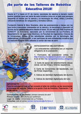 Convocatoria robotica 2018