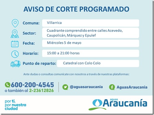 Aviso corte programado sector de Villarrica (05042021)